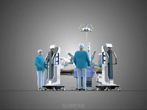 ROBOTIC SURGERY SYSTEM OPERATING ROOM SURGICAL LAMP LIGHT STAND 3D Model