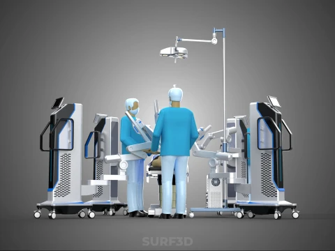 ROBOTIC SURGERY SYSTEM OPERATING ROOM SURGICAL LAMP LIGHT STAND 3D Model