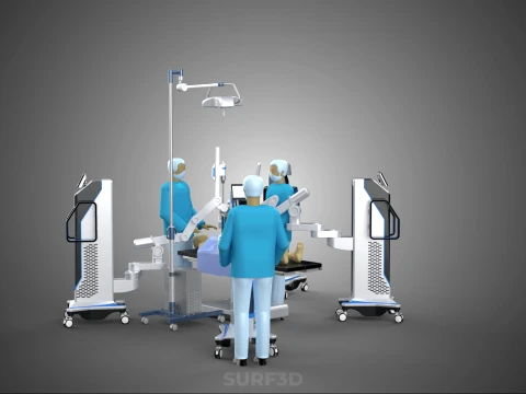 ROBOTIC SURGERY SYSTEM OPERATING ROOM SURGICAL LAMP LIGHT STAND 3D Model