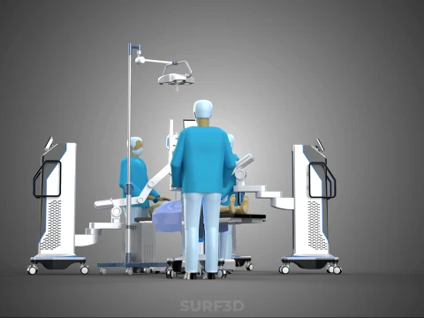 ROBOTIC SURGERY SYSTEM OPERATING ROOM SURGICAL LAMP LIGHT STAND 3D Model