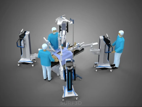 ROBOTIC SURGERY SYSTEM OPERATING ROOM SURGICAL LAMP LIGHT STAND 3D Model
