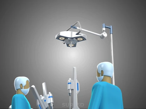 ROBOTIC SURGERY SYSTEM OPERATING ROOM SURGICAL LAMP LIGHT STAND 3D Model