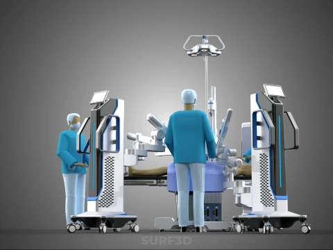 ROBOTIC SURGERY SYSTEM OPERATING ROOM SURGICAL LAMP LIGHT STAND 3D Model
