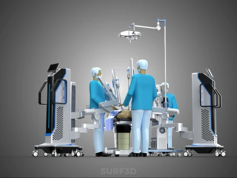 ROBOTIC SURGERY SYSTEM OPERATING ROOM SURGICAL LAMP LIGHT STAND 3D Model