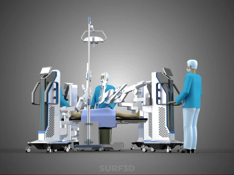ROBOTIC SURGERY SYSTEM OPERATING ROOM SURGICAL LAMP LIGHT STAND 3D Model
