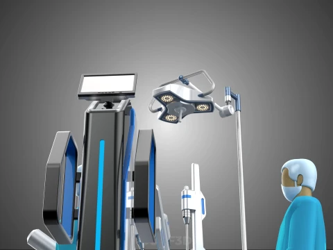 ROBOTIC SURGERY SYSTEM OPERATING ROOM SURGICAL LAMP LIGHT STAND 3D Model
