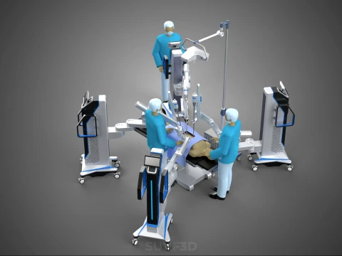 ROBOTIC SURGERY SYSTEM OPERATING ROOM SURGICAL LAMP LIGHT STAND 3D Model