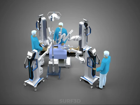 ROBOTIC SURGERY SYSTEM OPERATING ROOM SURGICAL LAMP LIGHT STAND 3D Model