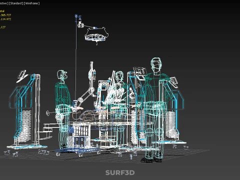 ROBOTIC SURGERY SYSTEM OPERATING ROOM SURGICAL LAMP LIGHT STAND 3D Model