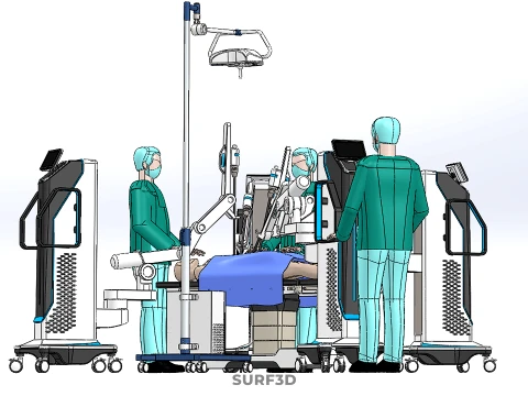 ROBOTIC SURGERY SYSTEM OPERATING ROOM SURGICAL LAMP LIGHT STAND 3D Model