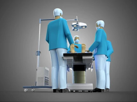 &Eacute;QUIPE CHIRURGICALE EFFECTUANT UNE OP&Eacute;RATION PROC&Eacute;DURE CHIRURGIE LAMPE MOBILE Modèle 3D