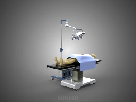 PROFESSIONAL MOBILE BATTERY POWER SURGICAL LIGHT OPERATING TABLE 3D Model