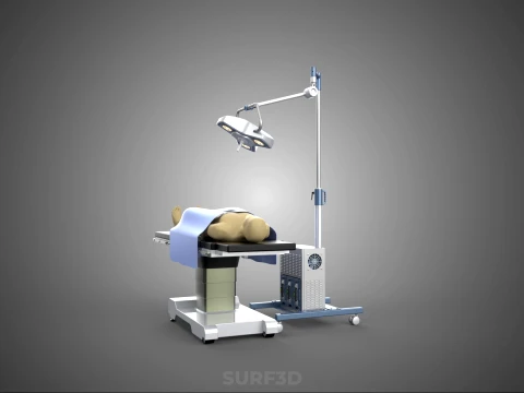 PROFESSIONAL MOBILE BATTERY POWER SURGICAL LIGHT OPERATING TABLE 3D Model