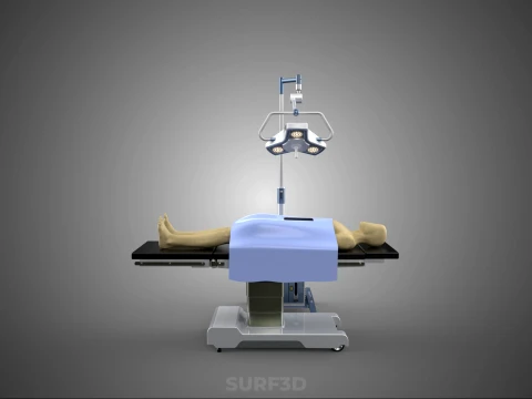 PROFESSIONAL MOBILE BATTERY POWER SURGICAL LIGHT OPERATING TABLE 3D Model