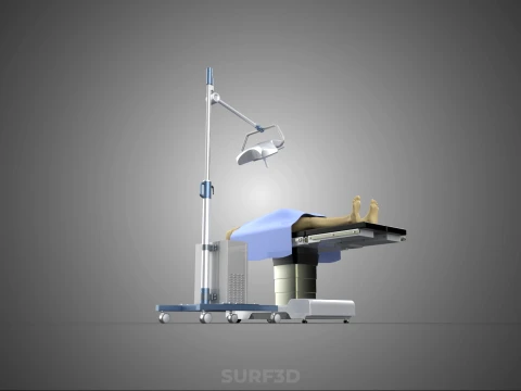 PROFESSIONAL MOBILE BATTERY POWER SURGICAL LIGHT OPERATING TABLE 3D Model