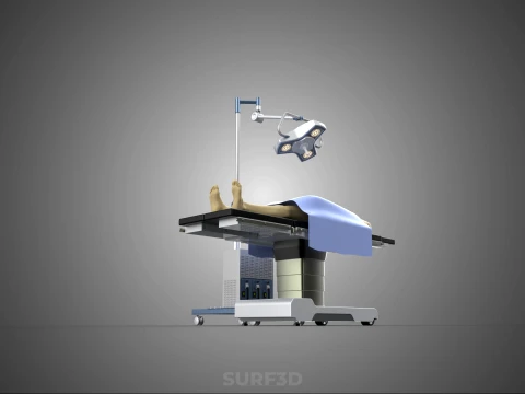 PROFESSIONAL MOBILE BATTERY POWER SURGICAL LIGHT OPERATING TABLE 3D Model