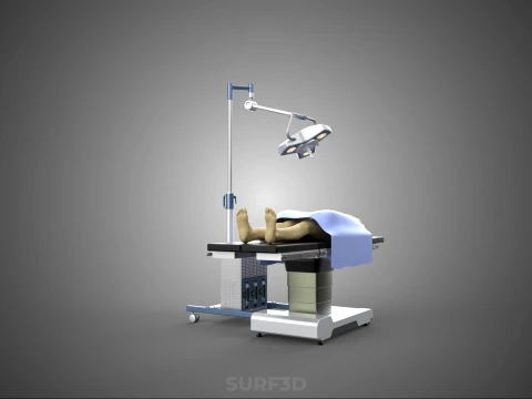 PROFESSIONAL MOBILE BATTERY POWER SURGICAL LIGHT OPERATING TABLE 3D Model