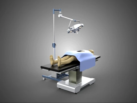 PROFESSIONAL MOBILE BATTERY POWER SURGICAL LIGHT OPERATING TABLE 3D Model
