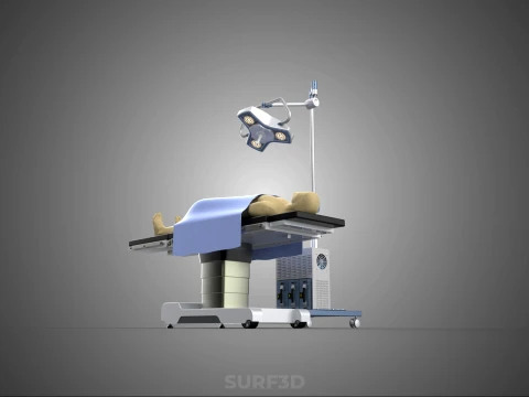 PROFESSIONAL MOBILE BATTERY POWER SURGICAL LIGHT OPERATING TABLE 3D Model
