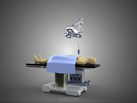 PROFESSIONAL MOBILE BATTERY POWER SURGICAL LIGHT OPERATING TABLE 3D Model