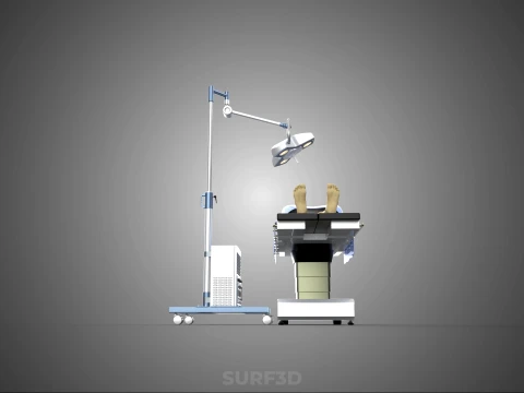 PROFESSIONAL MOBILE BATTERY POWER SURGICAL LIGHT OPERATING TABLE 3D Model