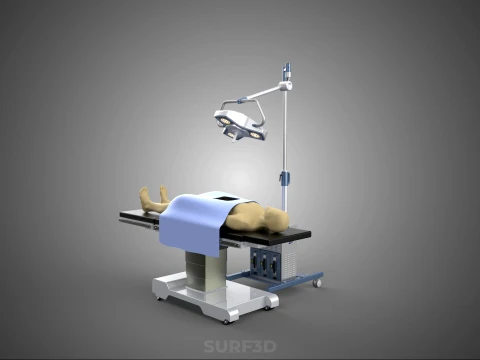 PROFESSIONAL MOBILE BATTERY POWER SURGICAL LIGHT OPERATING TABLE 3D Model