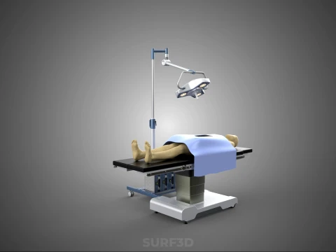 PROFESSIONAL MOBILE BATTERY POWER SURGICAL LIGHT OPERATING TABLE 3D Model