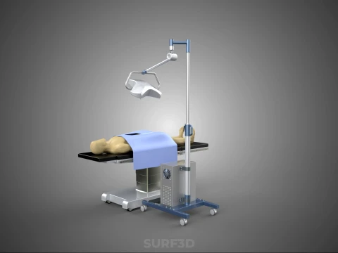 PROFESSIONAL MOBILE BATTERY POWER SURGICAL LIGHT OPERATING TABLE 3D Model