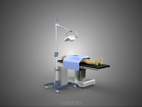PROFESSIONAL MOBILE BATTERY POWER SURGICAL LIGHT OPERATING TABLE 3D Model