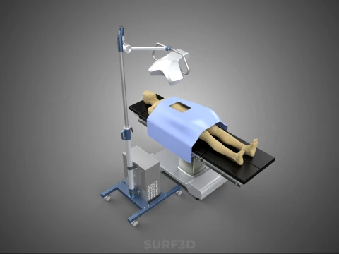 PROFESSIONAL MOBILE BATTERY POWER SURGICAL LIGHT OPERATING TABLE 3D Model