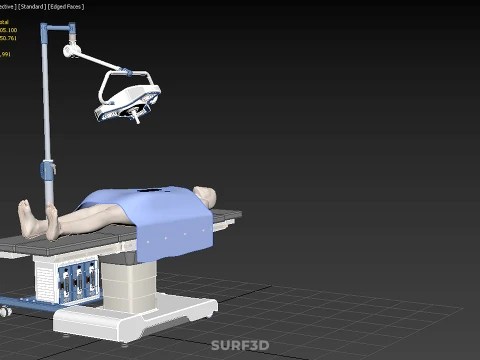 PROFESSIONAL MOBILE BATTERY POWER SURGICAL LIGHT OPERATING TABLE 3D Model