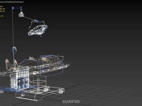 PROFESSIONAL MOBILE BATTERY POWER SURGICAL LIGHT OPERATING TABLE 3D Model