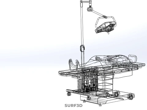 PROFESSIONAL MOBILE BATTERY POWER SURGICAL LIGHT OPERATING TABLE 3D Model
