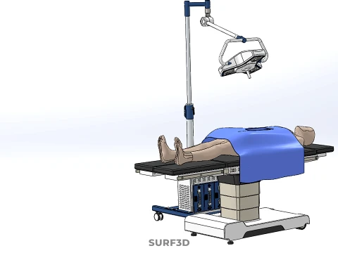 PROFESSIONAL MOBILE BATTERY POWER SURGICAL LIGHT OPERATING TABLE 3D Model