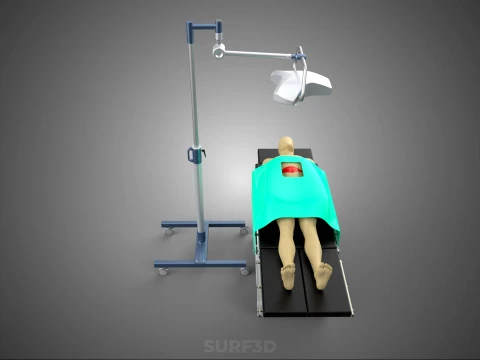 MOBILE SURGICAL LIGHT LED LAMP STAND OPERATING TABLE BED PATIENT 3D Model