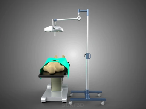 MOBILE SURGICAL LIGHT LED LAMP STAND OPERATING TABLE BED PATIENT 3D Model