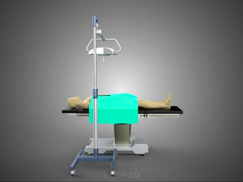 MOBILE SURGICAL LIGHT LED LAMP STAND OPERATING TABLE BED PATIENT 3D Model