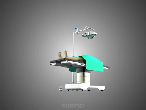 MOBILE SURGICAL LIGHT LED LAMP STAND OPERATING TABLE BED PATIENT 3D Model