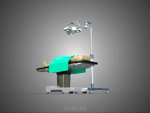 MOBILE SURGICAL LIGHT LED LAMP STAND OPERATING TABLE BED PATIENT 3D Model