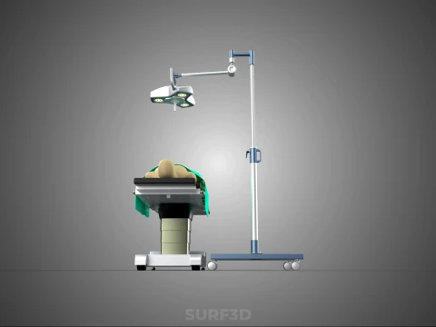 MOBILE SURGICAL LIGHT LED LAMP STAND OPERATING TABLE BED PATIENT 3D Model