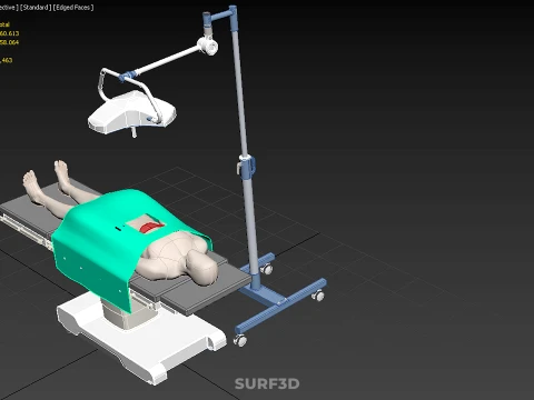 MOBILE SURGICAL LIGHT LED LAMP STAND OPERATING TABLE BED PATIENT 3D Model