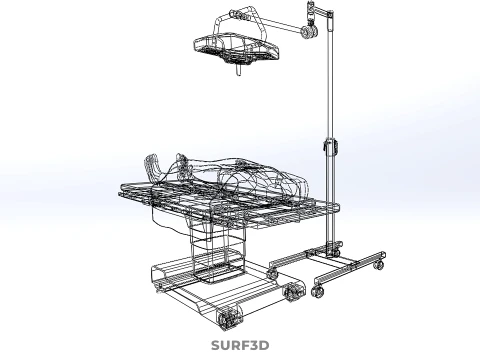 MOBILE SURGICAL LIGHT LED LAMP STAND OPERATING TABLE BED PATIENT 3D Model