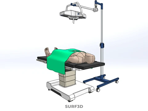 MOBILE SURGICAL LIGHT LED LAMP STAND OPERATING TABLE BED PATIENT 3D Model