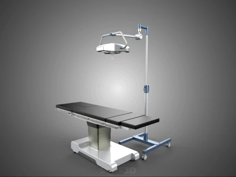 STANDARD MOBILE SURGICAL LIGHT WHEEL LAMP BED OPERATION SURGERY 3D Model