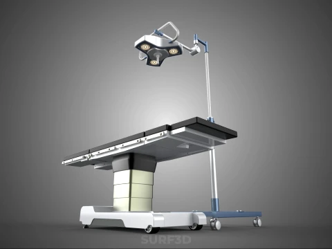 STANDARD MOBILE SURGICAL LIGHT WHEEL LAMP BED OPERATION SURGERY 3D Model