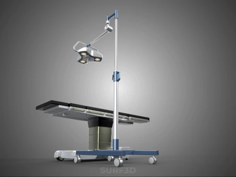 STANDARD MOBILE SURGICAL LIGHT WHEEL LAMP BED OPERATION SURGERY 3D Model