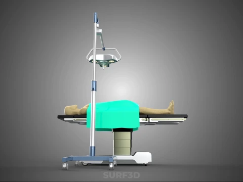 STANDARD MOBILE SURGICAL LIGHT WHEEL LAMP BED OPERATION SURGERY 3D Model