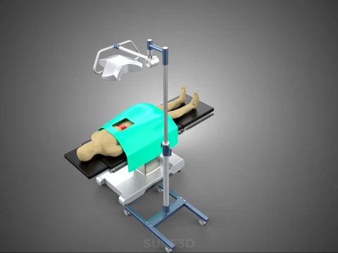 STANDARD MOBILE SURGICAL LIGHT WHEEL LAMP BED OPERATION SURGERY 3D Model