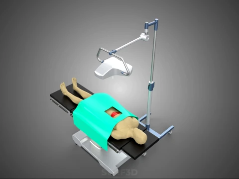 STANDARD MOBILE SURGICAL LIGHT WHEEL LAMP BED OPERATION SURGERY 3D Model