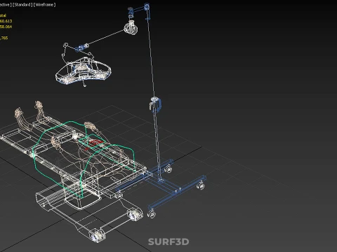 STANDARD MOBILE SURGICAL LIGHT WHEEL LAMP BED OPERATION SURGERY 3D Model